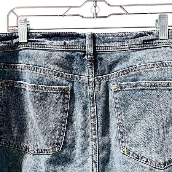 Pilcro Anthropologie Slim Boyfriend Cropped Denim Blue Jeans Size 28 Leopard - Picture 7 of 7